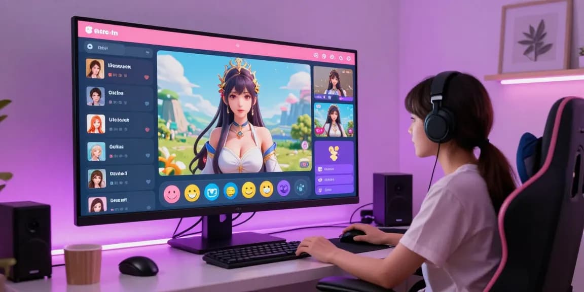 Engaging in an ai hentai chat with animated characters in a vibrant virtual environment.