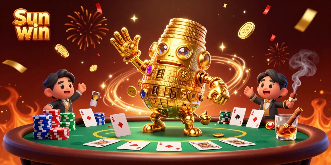 Win big with Sun win in an action-packed online casino scene showcasing poker and celebratory elements.