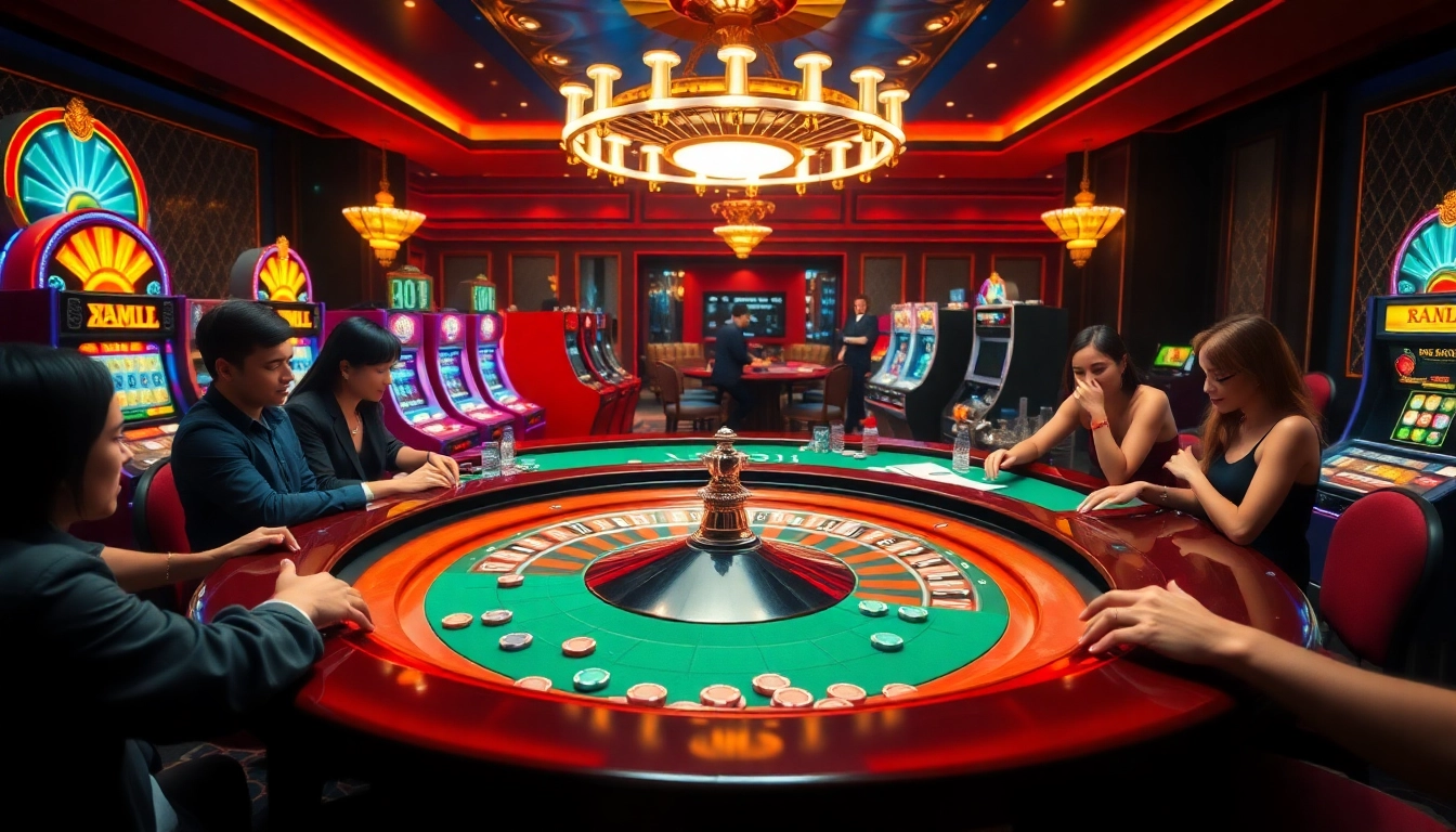Experience the excitement of a casino with link rr88 at the center of a vibrant gaming scene.