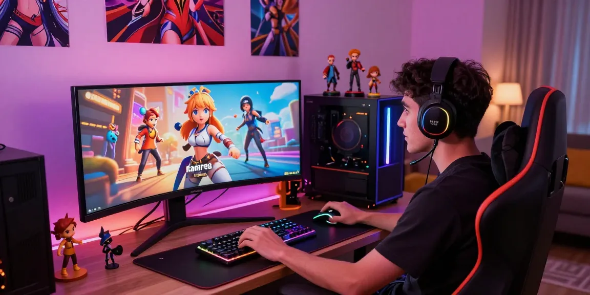 Engaging gaming setup showcasing immersive free hentai games experience with vibrant visuals and cozy atmosphere.