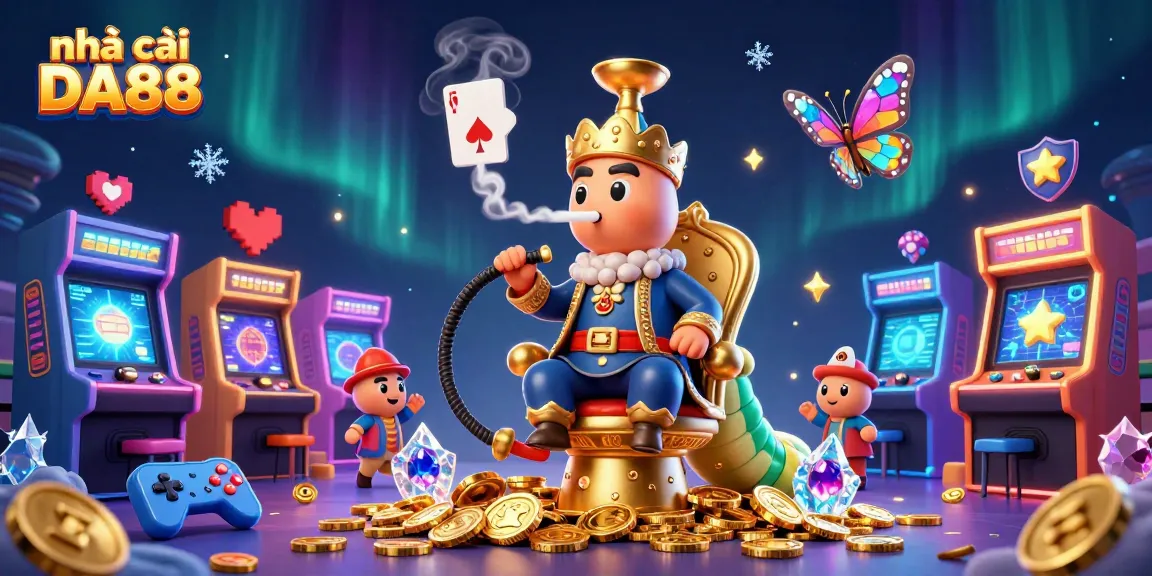 Experience thrilling action at nhà cái DA88 with a vibrant 3D casino illustration showcasing unique gaming elements.