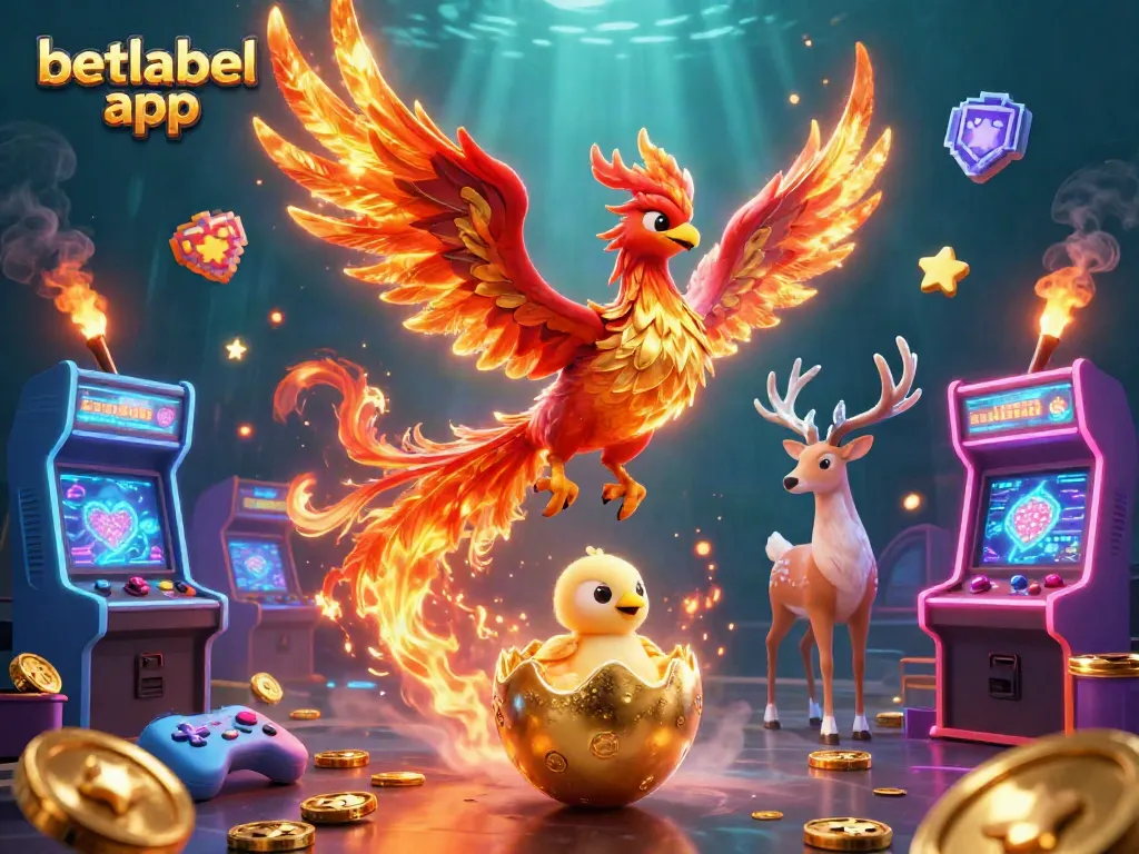 Experience the thrill of betting with the betlabel app showcased through a vivid 3D phoenix scene.