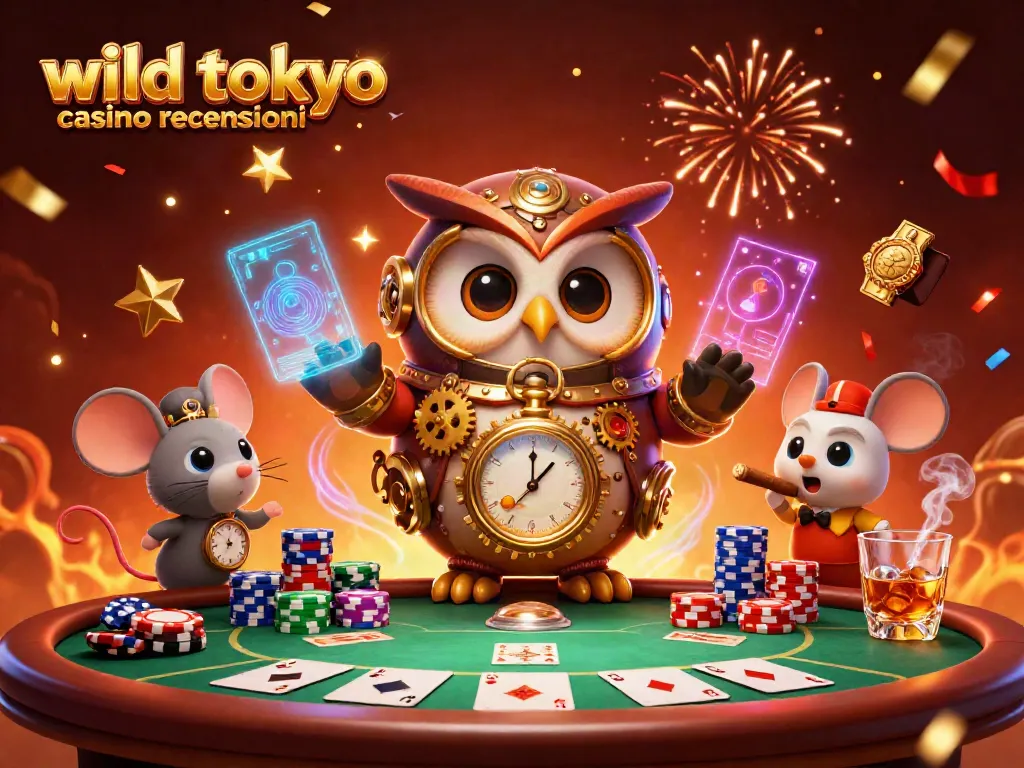 Wild tokyo casino recensioni showcases a time-traveling owl amidst vibrant casino action.