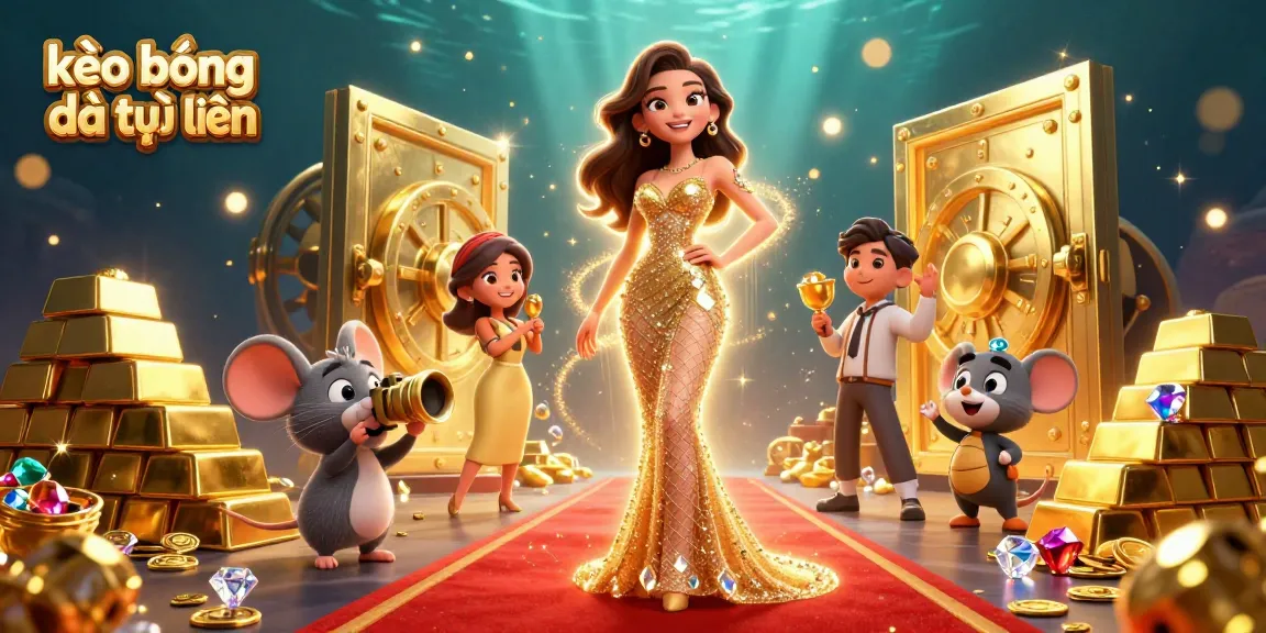 Engage in kèo bóng đá trực tuyến with excitement and glamour as treasures surround a striking woman.