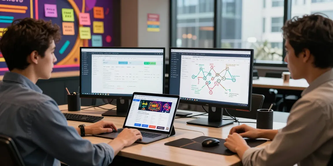 Effective casino internal linking strategy in a vibrant digital marketing workspace with professional consultant analyzing analytics.
