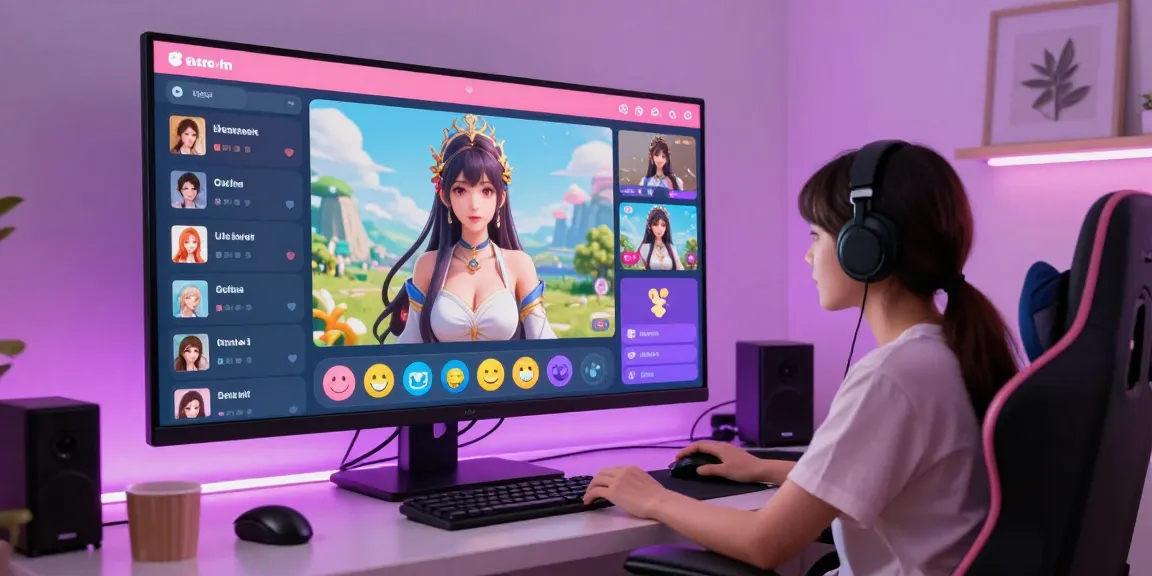 Engaging in an ai hentai chat with animated characters in a vibrant virtual environment.