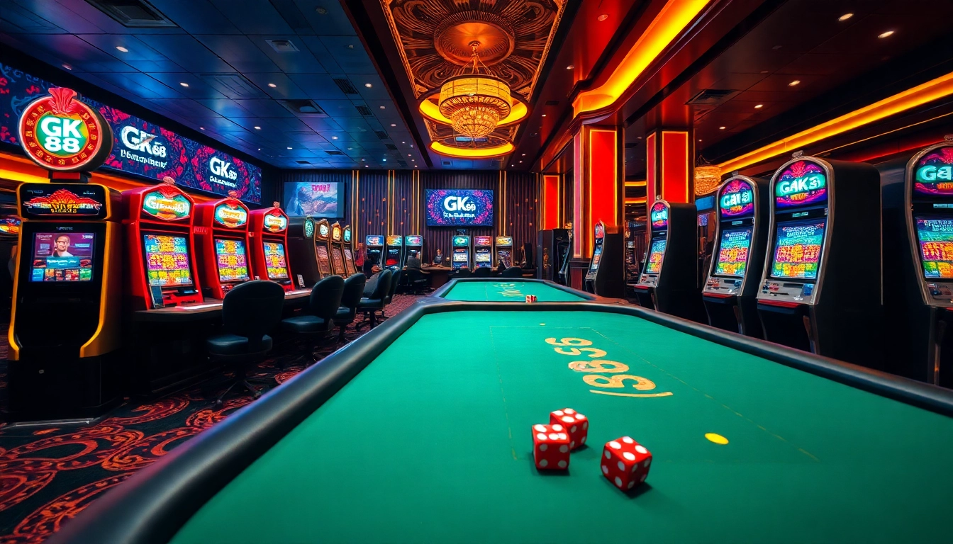 Experience thrilling gameplay at GK 88 casino with vibrant tables and dynamic slot machines.